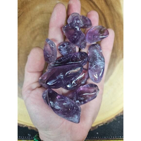 11Pcs Raw Natural Purple Amethyst Quartz Crystal Tumbled Healing Brazil .48lbs - Picture 8 of 8